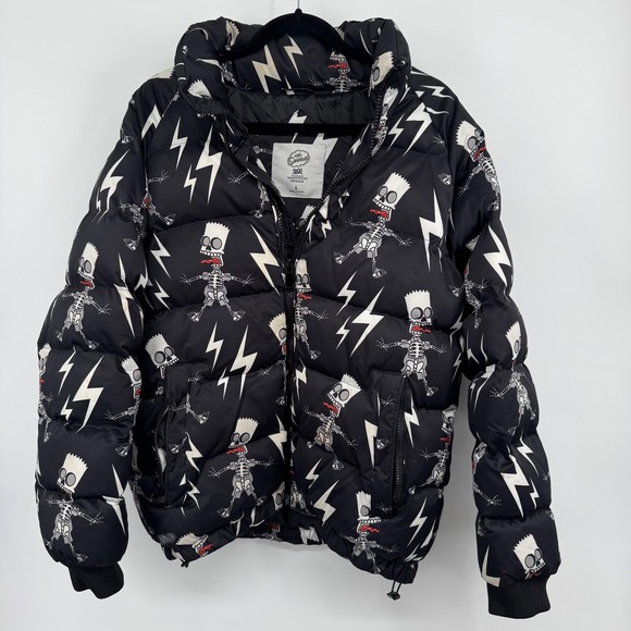 The Simpsons Bart Skeleton‎ Lightning Bolt Puffer Heavyweight Jacket Mens L